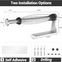 Paper Towel Holder Under Cabinet with Damping Effect, Single-Hand Operable Wall Mount Paper Towel Holder for Kitchen/Bathroom, Under Counter Self-Adhesive/Drilled Kitchen Towel Holder (Silver)