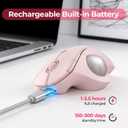 seenda Wireless Trackball Mouse, Ergonomic Bluetooth Rollerball Mouse Rechargeable, 3 Device Connection Optical Mice Adjustable DPI Thumb Control Mice Compatible for PC/Laptop/Windows/Mac - Rose Pink