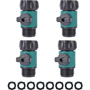 JUSONEY Shut Off Valve, Water Hose Turn Off Valve Garden Hose Connector Set with Rubber Gaskets (12PCS)+Leak-Free Ball Valve (4PCS) Standard 3/4" Thread