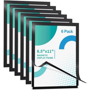 Magnetic Signs Holders 8.5 x 11in - Magnetic Picture Frames for Displaying Posters, Letters, Documents, Papers - Adhesive on Walls, Doors, Windows or Magnetic for Refrigerator - 6pcs