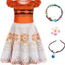 Eledobby Princess Costume for Girls Toddler Princess Dress Up Christmas Birthday Gift Halloween Party Cosplay Outfits (3-4T, Orange)