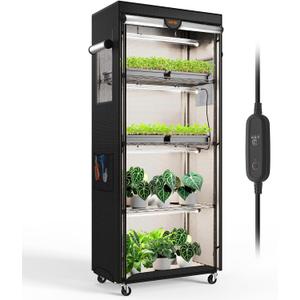 Bstrip Indoor Greenhouse with Grow Light, Oxford Fabric Grow Tent 4-Tier Plant Shelf with Timer for Indoor Plants, Spring Seed Starting, Vegetables, Plant Growth, Size: 5-Tier 59"H Greehouse