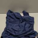 One Piece Bathing Suit for Women Tummy Control Swimsuits Square Neck Ruched Modest Swimwear (Large, Navy)