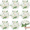 8 Pack White Peonies Artificial Flowers, Fake Silk Hydrangea Bouquet for Bridal Wedding Home Table Decor Reusable Dining Opening Ceremony Birthday Arrangement Faux Floral