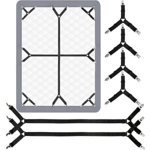 6PCS Bed Sheet Straps, Fitted Sheet Straps, Adjustable Sheet Clips, Fits of Mattresses, Enhance Your Sleeping Experience