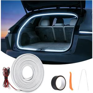 Car LED Strip Lights, 4m/13.12ft Waterproof Car Trunk Light Strip, White Color 6000k, Flexible Cutting Silicone, Auto On/Off, Low Voltage 12V LED Strip Lights for Cars