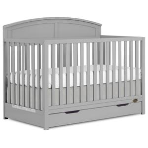Dream On Me Storybrooke 5-in-1 Convertible Full-Size Crib with Under Drawer, Pebble Grey, GreenGuard Gold & JPMA, Convert to Toddler, Day & Full-Size Bed, 3 Mattress Heights, Sustainable Pinewood