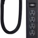 GE 4-Outlet Surge Protector, 2 USB Ports, 3 Ft Power Cord, 450 Joules, Twist to Lock Safety Covers, Automatic Shutdown Technology, Circuit Breaker, UL Listed, Black, 36189