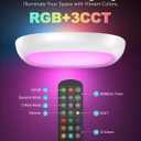 Rechargeable Shower Lights for Inside Shower, 12000mAh Motion Sensor Wireless RGB Ceiling Light with Remote No Wiring, Battery Operated Closet Lights Cordless LED Overhead Lighting for Bathroom
