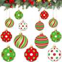Wonderjune 15 Pieces Large Christmas Ball Yard Decors Include 5 Pcs 11.8 Inch Outdoor Christmas Hanging Ornament 10 Pcs 7.9 Inch Plastic Xmas Ball Ornaments for Lawn Tree Home Decors (Polka Dot)