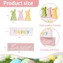 Wooden Easter Bunny Sign Decorations, 5 Piece Happy Easter Blocks for Tiered Tray, Table Centerpiece, Mantel Home Decor
