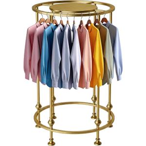 Round Garment Rack for Retail Display - Heavy Duty Metal Clothing Rack, Freestanding Clothes Hanging Rack for Boutique, Closet Storage for Dresses, Shirts & Coats, Gold