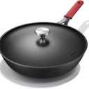 Carbon Steel Pan, 18.123 Inch Nonstick Frying Pan Skillet with Lid
Pre-Seasoned Carbon Steel Cookware with Removable Silicone Handle Holder, Indoor/Outdoor, Induction & Oven Safe