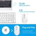 Wireless Keyboard Mouse Combo ;Compact Design with Number Pad, Rechargeable, Quiet, 2.4 GHz USB Receiver, Slim Keyboard and Ergonomic Mice Set for Windows Computer Desktop PC Laptop -Silver White