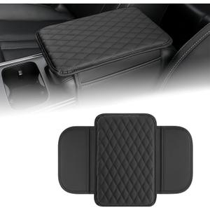 Arm Rest Cover for Car, Leather Padding Center Console Cover with 2 Storage Bags, Reduces Elbow Pressure Vehicle Armrest Protector, Thick Armrest Cushion for Car, SUV, Sedan, Truck, Black