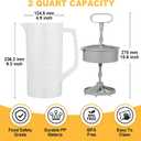 Mixing Pitcher for Drinks, 2 Quart/ 64oz Plastic Water Pitcher with Lid, Angled Plastic Blades and Adjustable Mixer Plunger for Juice, Powdered Milk, Beverage Container (One)