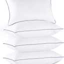 JOLLYVOGUE Pillows Queen Size Set of 4, Washable Supportive Bed Pillows with Super Soft Down Alternative Fill, Luxury Fluffy Hotel Quality for Side, Back, and Stomach Sleepers