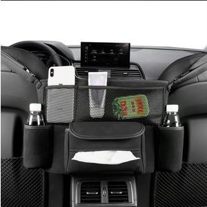 JEYODA Car Handbag Holder Between Seats Suede Large Capacity Car Purse Holder Automotive Consoles & Organizers for Document Phone Storage Car Organizer(1925-style 2 black)