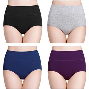 wirarpa Women's Cotton Underwear High Waisted Ladies Panties Full Coverage Briefs 4 Pack (Regular & Plus Size) (XX-Large)