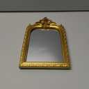 YUSONG Vintage Makeup Desk Mirror - 7" Gold Antique Mirror for Tabletop Resin Frame Decorative Wall Art for Living Room, Bedroom Decor, Vanity Table