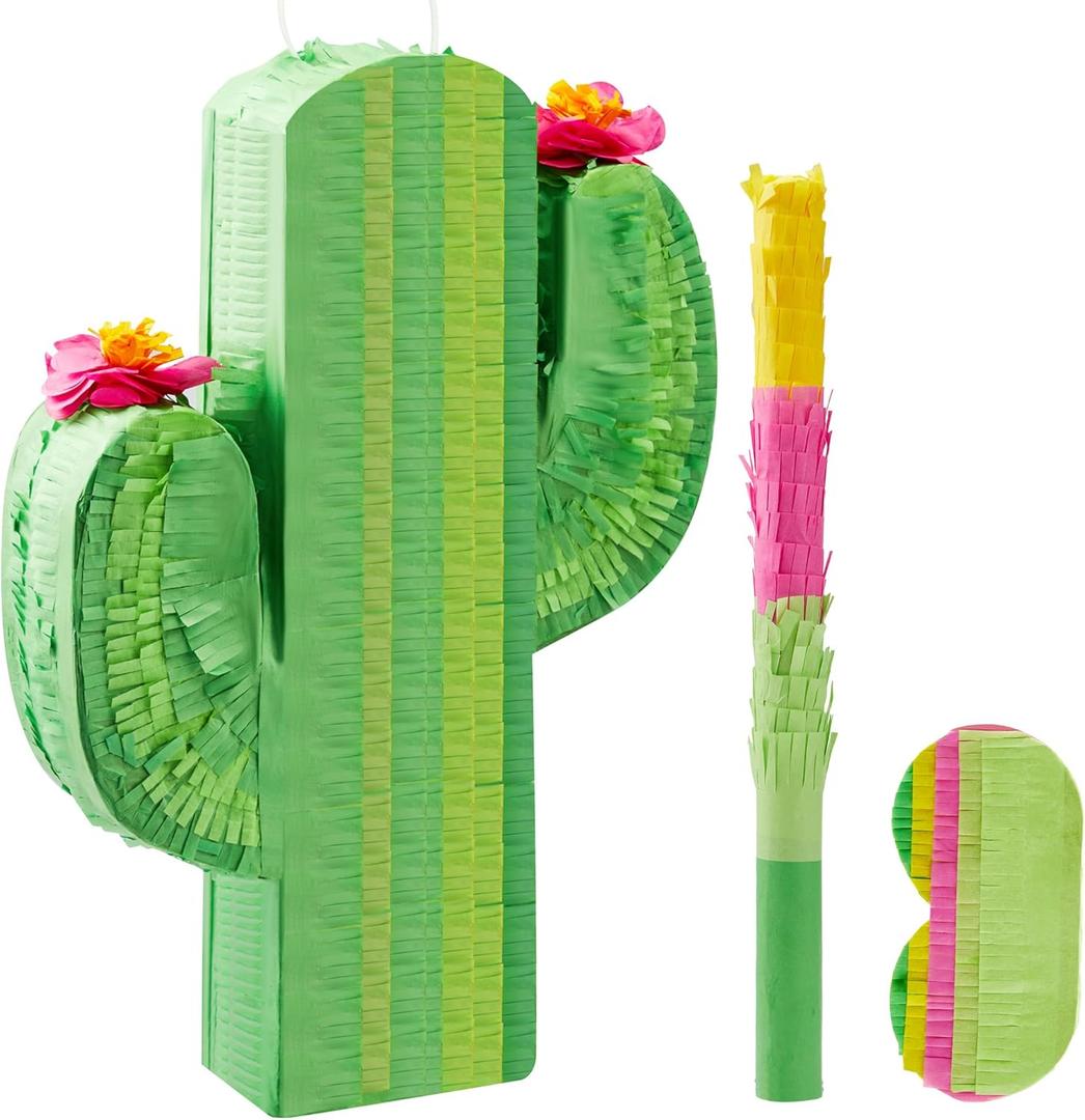 Cinco De Mayo Cactus Pinata for Kids Birthday Party, (16.75x11.25x3 in.) for Fun Fiesta Taco Party Supplies, Luau Event Photo Props, Mexican Theme Decoration, Carnivals Festivals, Taco Tuesday Event