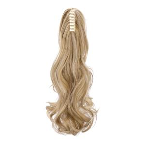 Claw Clip Ponytail Extension 18" Clip in Wavy Ponytail Hair Extensions Long Pony Tails for Women Extensions Ash Blonde Mix Light Bleach Blonde Wave Hairpiece