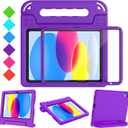 BMOUO Kids Case for iPad (A16) 11th Generation 11" 2025, iPad10th Generation 10.9 Inch 2022 - with Screen Protector, Shockproof Covertible Handle Stand iPad 11th 10th Generation Case for Kids, Purple