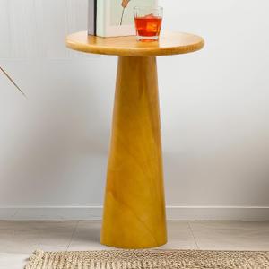 Pedestal End Table - Small Farmhouse Drink Table Rustic Wood Round Stand for Home, Living Room, Bedroom & Corners
