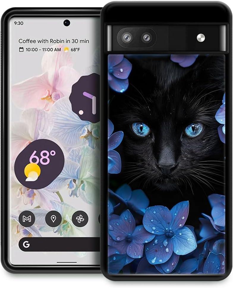 CARLOCA Google Pixel 7a Case, Black Mumbai Clivia Cat, Hard Acrylic Shockproof Anti-Scratch Phone Case