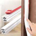 alophoty Weather Stripping Door Seal - 32.8 Ft Self-Adhesive TPE Rubber Door Seal Strip for Door Frame/Window Seal, Soundproofing & Insulation Strip to Block Drafts, Wind, Noise, Dust (White) (White D (WH: 0.390.39 in))