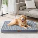 WESTERN HOME WH Orthopedic Large Dog Beds, Large Sized Dog with Soft Rose Plush Removable Washable Cover, Egg Crate Foam Support and Non-Slip Bottom, Waterproof Pet Bed Mat (42.0"L x 30.0"W x 4.0"Th, Grey)