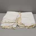 Boho Curtains for Bedroom Embroidery Striped Farmhouse 84 Inches Long 2 Pannels Set White Linen Light Filtering for Living Room Rod Pocket Drapes(52" W x 84" L,White)