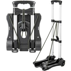Vsaikeo Small Folding Hand Truck Dolly with 2 Wheels, Lightweight Aluminum Foldable Luggage Cart, Collapsible Cart Portable Dolly for Airport Travel Moving Use
