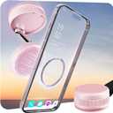 Upgraded 360° Vacuum Magnetic Car Phone Holder for Magsafe [96+LBS Strongest Suction & 2800gf Strongest Magnetic], Adjustable Car Phone Mount for Your Car/Gym/Mirror for iPhone & Android, Light Pink