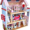 KidKraft Chelsea Doll Cottage Wooden Dollhouse with 16 Accessories, Working Shutters, for 5-Inch Dolls, 25"l X 13"w X 28"h