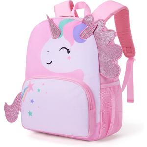mommore Kids Backpack Preschool Kindergarten Backpack for Girls 4-6 Pink Unicorn Girl Bookbag 15 for Elementary School