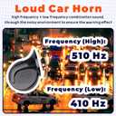 110dB Dual-Tone Electric Horn Kit - Super Loud Waterproof, Universal 12V Train Horn for Vehicle, SUV, Truck, Motorcycle (Easy Installation) (Black)