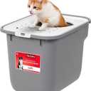 IRIS USA Large Top Entry Cat Litter Box, Hooded Privacy, Gray/White
