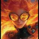 MTG Card Sleeves 100CT (Flame Girl), Matte Art Card Sleeves, Matte Back & Clear Front, 66x92mm 