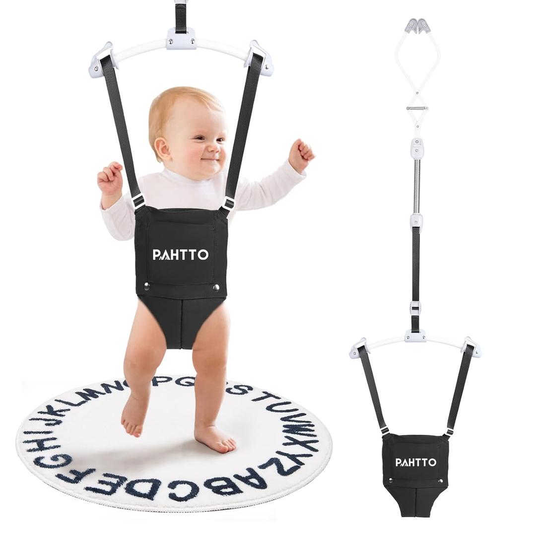 PAHTTO Baby Door Jumper with Soft Rug, Durable Toddler Bouncer with Adjustable Height-Funny Baby Walking Harness, Portable Baby Doorway Jumper for Indoor/Outdoor
