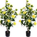 Artificial Camellia Tree 3.4ft Fake Trees pseudophyte (2, Yellow)