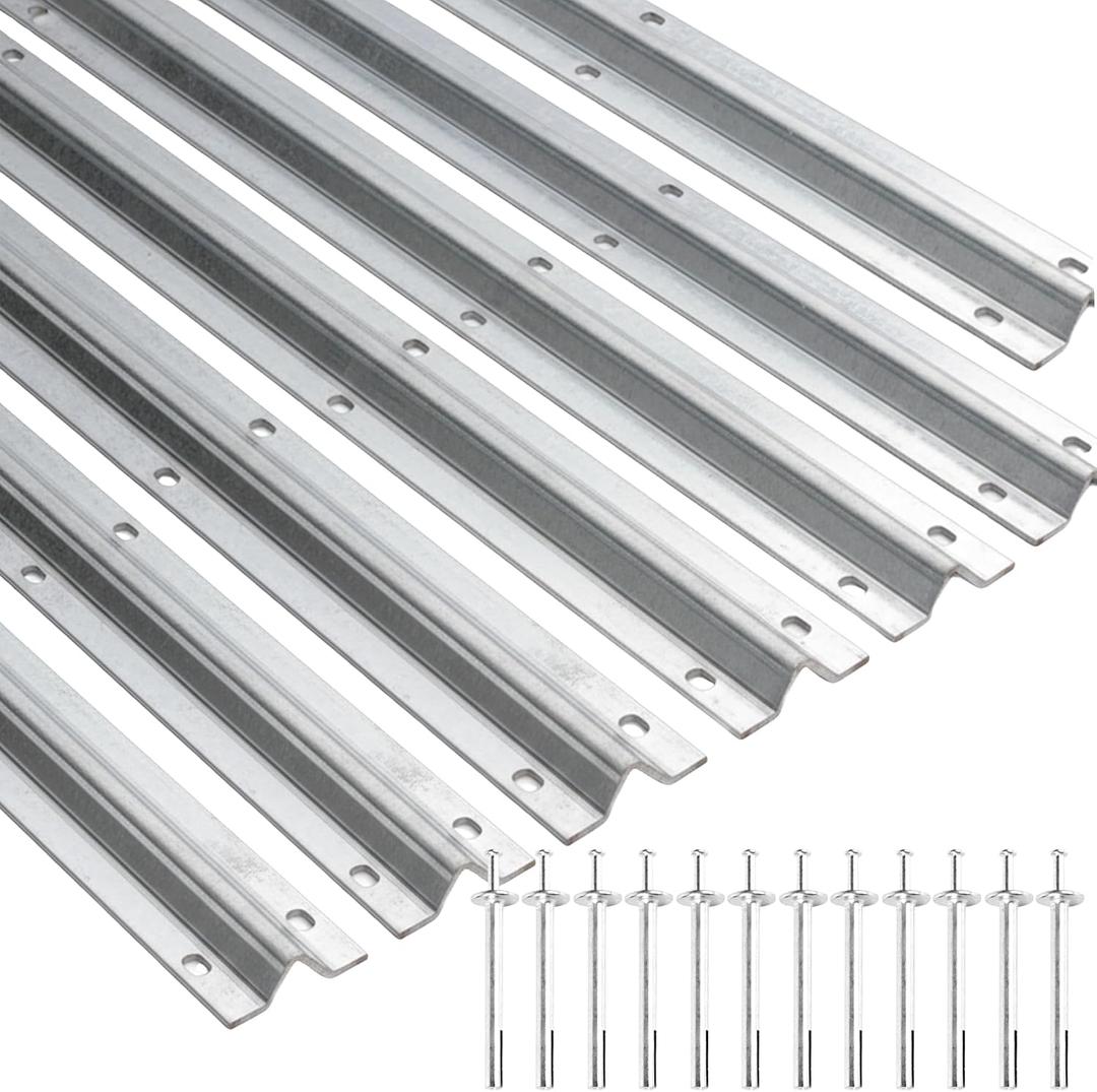 42 Ft V-Track Galvanized Inverted V Track with Hammer Drive in Anchors for Sliding Rolling Chain Rack Driveway Gate, Heavy Duty Sliding Driveway Gate Track