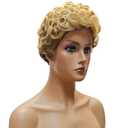 Short Pixie Cut Wig - Machine Made, Finger Wave, Glueless, Blond 150%