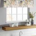 Kitchen Valance for Windows,Sage Green Eucalyptus Orange Gradient Rod Pocket Valances Curtain Window Topper,Fall Leaves Vintage Linen Curtain Valance for Bedroom Bathroom Living Room Cafe 54x18in