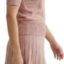 Womens 2 Piece Outfits 2026 Short Sleeve Crewneck Knit Tops And Pleated Mini Skirt Two Piece Sets (Pink, XS)