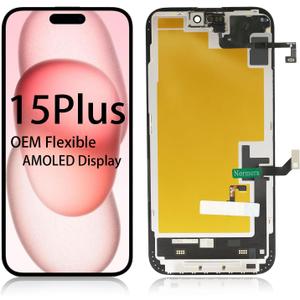 OEM-Grade Quality for iPhone 15 Plus Screen Replacement, 6.7 Inch AMOLED Display, Equipped with 3D LCD Touch Digitizer, Protective Film and Repair Tools with Light Sensor Flex