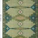 8’x10’ Washable Green Mid Century Modern Area Rug for Living Room | Soft, Non-Slip, Low Pile, Funky Retro Aztec Large Rug for Bedroom Dining Room Playroom, Green