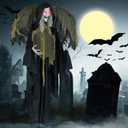 8.2 ft Halloween Standing Witch with Lighted Eyes and Automatic Wing Movement