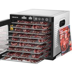 Food Dehydrator for Jerky 1000W, 9 Stainless Steel Trays, 165 Temperature Control, 8.7ft Drying Space, 48H Timer, Dryer Machine for Dog Treats, Herb, Veggies, Meat, Fruit