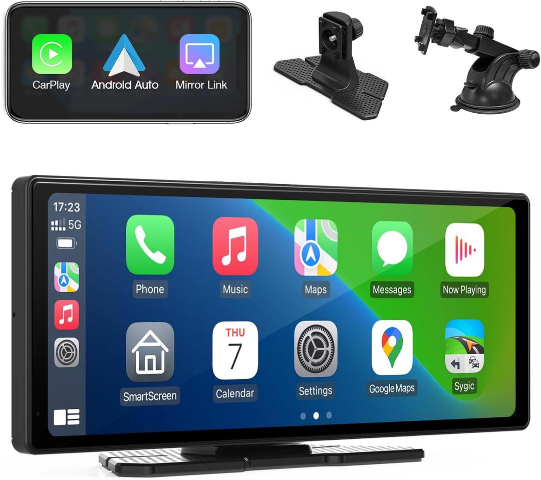 9.26" Wireless Protable Carplay&Android auto,Carplay Box Screen GPS Navigation for, carplay Screen for Car with Bluetooth, AirPlay, AUX/FM, Siri for All Models